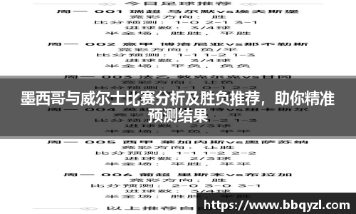 墨西哥与威尔士比赛分析及胜负推荐，助你精准预测结果